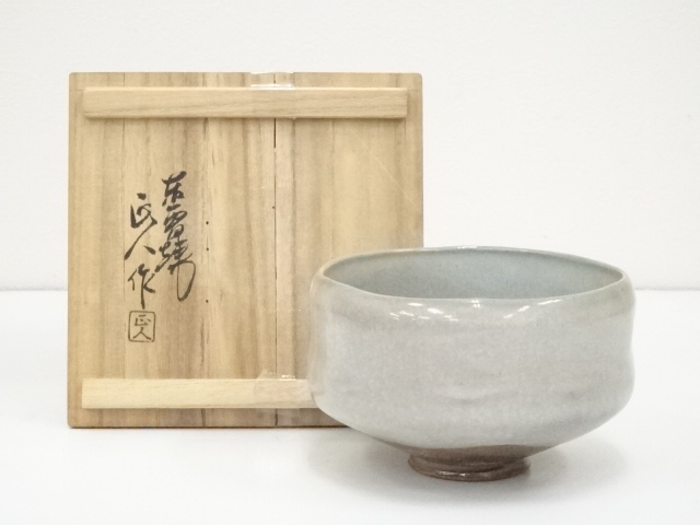 JAPANESE TEA CEREMONY / AKAHADA WARE TEA BOWL CHAWAN BY MASANDO OSHIO